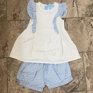 NWT Size 8 Classic Whimsy Pastel Blue Gingham Ruffle Kate Short Set